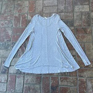 Free People Flowy Gray Tunic Long Sleeve Crew Size M
